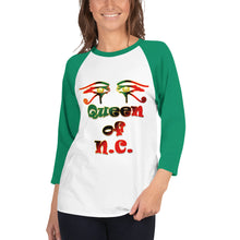 Load image into Gallery viewer, Queen of NC logo 2.....3/4 sleeve raglan shirt