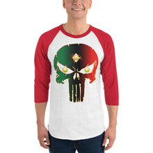 Load image into Gallery viewer, Pan AFrican Coloring 3 Eye skull 3/4 sleeve raglan shirt