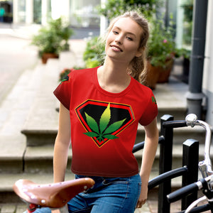 Red Cannabis woman All-Over Print Crop Tee