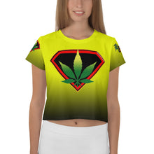 Load image into Gallery viewer, Yellow Cannabis woman All-Over Print Crop Tee
