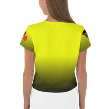 Load image into Gallery viewer, Yellow Cannabis woman All-Over Print Crop Tee
