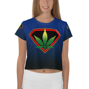 Blue Cannabis woman All-Over Print Crop Tee