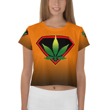 Load image into Gallery viewer, Orange Cannabis woman All-Over Print Crop Tee
