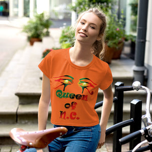 color Orange Queen of NC crop top style and logo 2