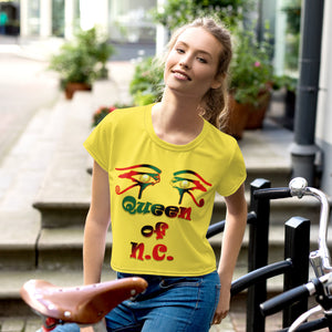 Color Yellow 1 Queen of NC crop top style and logo 2