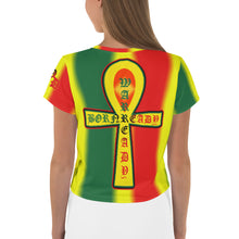 Load image into Gallery viewer, Rasta Coloring style Bornready Warrready Backside Style 2 All-Over Print Crop Tee
