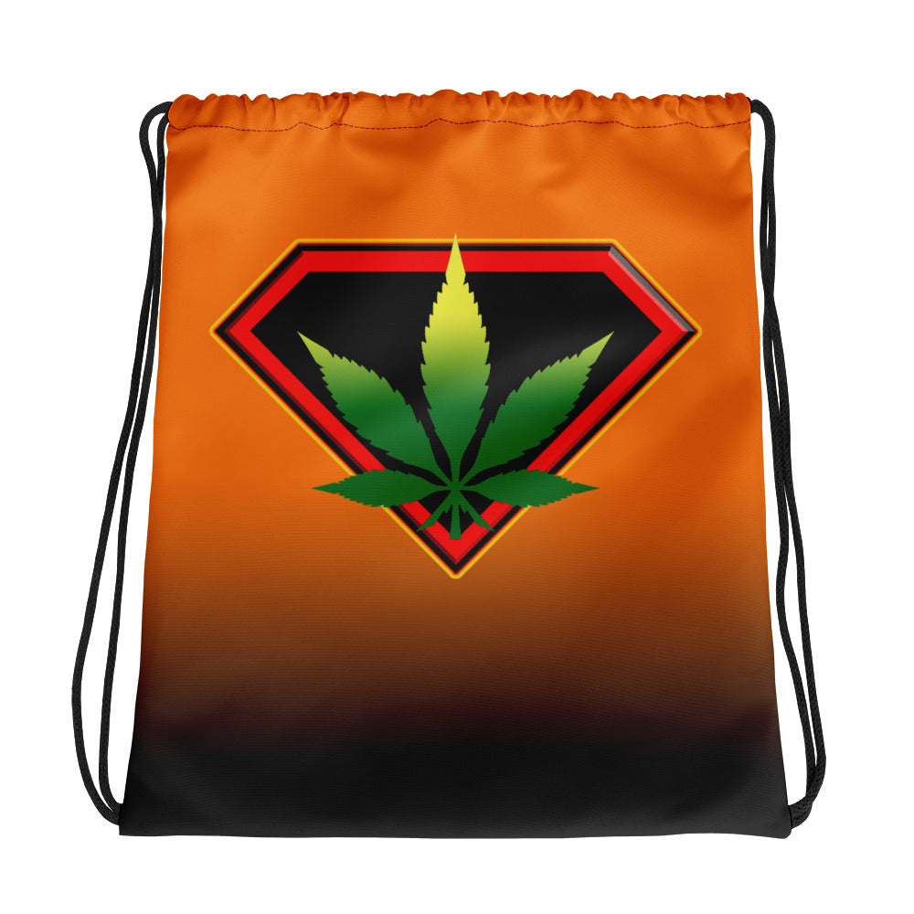 Orange Cannabis hero Drawstring bag