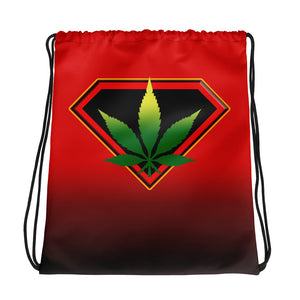 Red Cannabis hero Drawstring bag