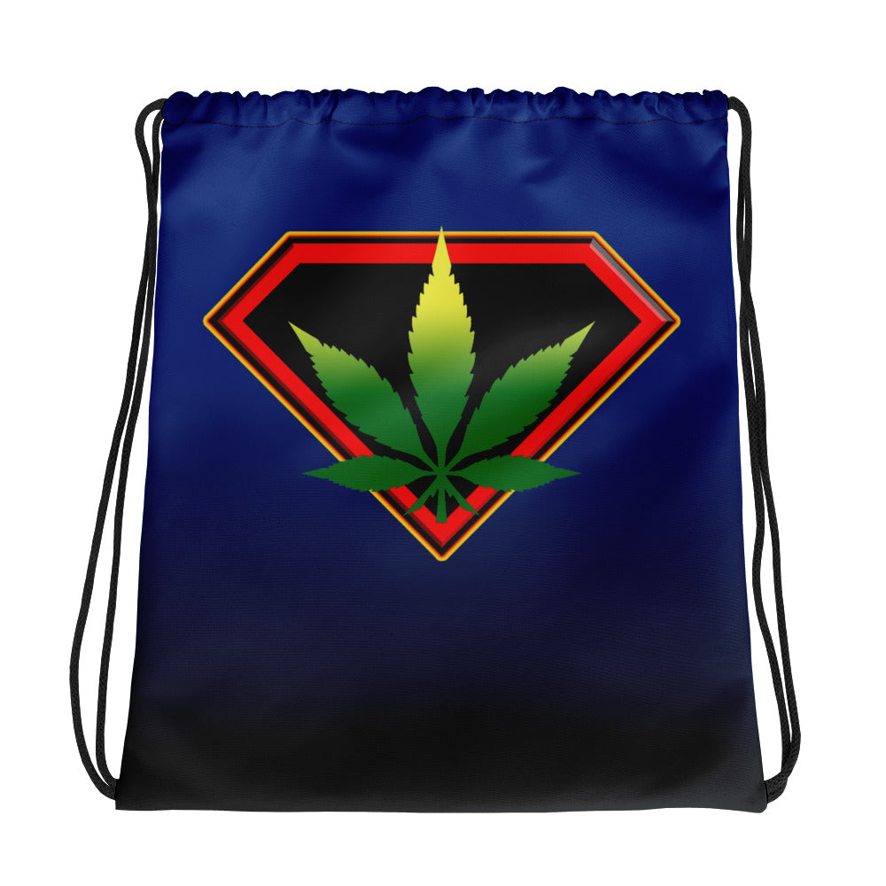 Blue Cannabis hero Drawstring bag