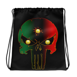 Color Black Bornready warready Style 1 Backside  Drawstring bag