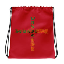 Load image into Gallery viewer, Color Red Bornready warready Style 1 Backside  Drawstring bag
