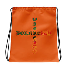 Load image into Gallery viewer, Color Orange Bornready warready Style 1 Backside  Drawstring bag
