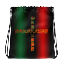 Load image into Gallery viewer, Pan African flag colors Bornready warready Style 1 Backside  Drawstring bag
