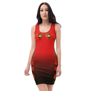 Color Red to black Queen of NC Sublimation Cut & Sew Dress