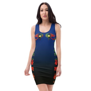 Color blue to black Queen of NC Sublimation Cut & Sew Dress