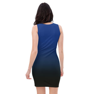 Color Blue to black Cannabis woman Sublimation Cut & Sew Dress