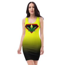 Load image into Gallery viewer, Color yellow to black Cannabis Woman  Sublimation Cut &amp; Sew Dress
