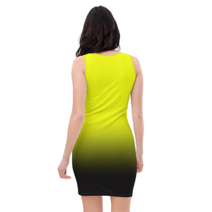 Color yellow to black Cannabis Woman  Sublimation Cut & Sew Dress