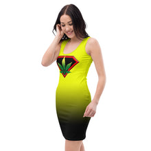 Load image into Gallery viewer, Color yellow to black Cannabis Woman  Sublimation Cut &amp; Sew Dress
