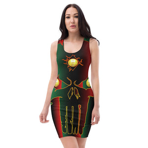 Coloring of  Pan-African flag All seeing Eye SKull Sublimation Cut & Sew Dress
