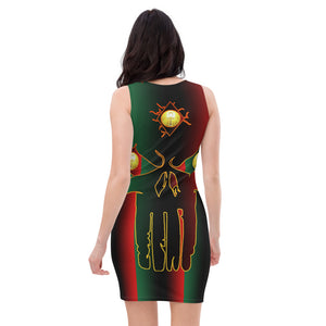 Coloring of  Pan-African flag All seeing Eye SKull Sublimation Cut & Sew Dress