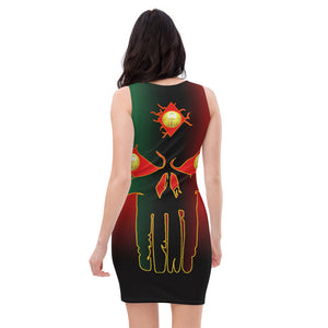 Color Red to Black All seeing Eye SKull Sublimation Cut & Sew Dress