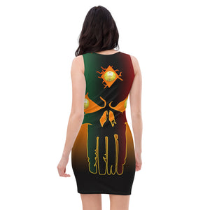 Color Orange to Black All seeing Eye SKull Sublimation Cut & Sew Dress