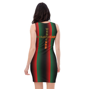 Coloring of  Pan-African flag All seeing Eye SKull Backside style 1 Sublimation Cut & Sew Dress