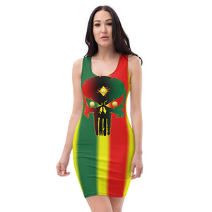 Coloring Rasta coloring style... All seeing Eye SKull Backside style 1 Sublimation Cut & Sew Dress