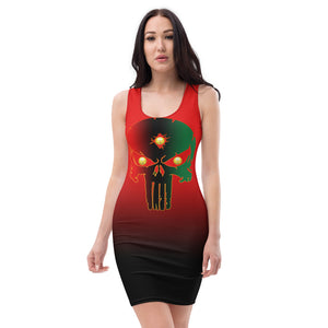 Color Red to Black... All seeing Eye SKull Backside style 1 Sublimation Cut & Sew Dress