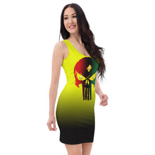 Load image into Gallery viewer, Color Yellow to Black... All seeing Eye SKull Backside style 1 Sublimation Cut &amp; Sew Dress
