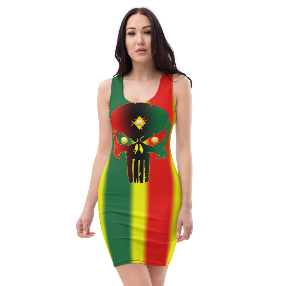 Coloring Rasta coloring style... All seeing Eye SKull Backside style 2 Sublimation Cut & Sew Dress