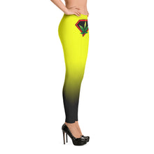 Load image into Gallery viewer, Yellow cannabis woman front logo Leggings
