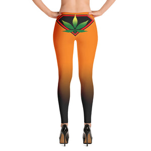Orange Cannabis women Back logo Leggings