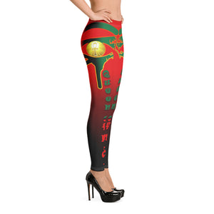 Color red to black  Queen of NC logo 2  Leggings Style 1