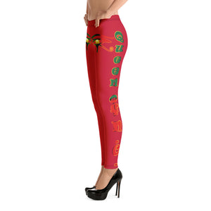 Color Red 2 Queen of NC style front logo 2.... leggings