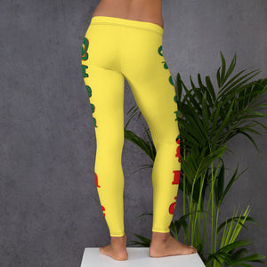 Color Yellow 1 Queen of NC style front logo 2.... leggings