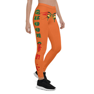 Color Orange  Queen of NC style front logo 2.... leggings