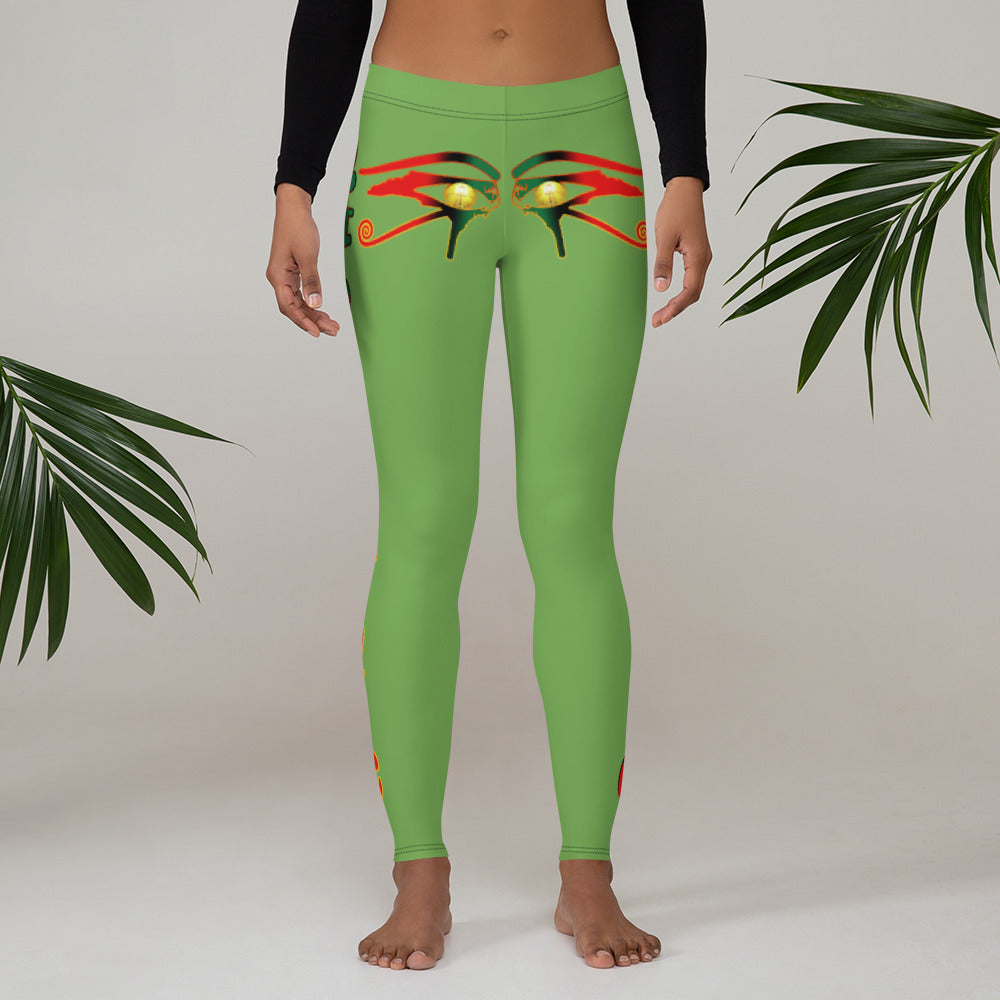 Color Green Queen of NC style front logo 2.... leggings
