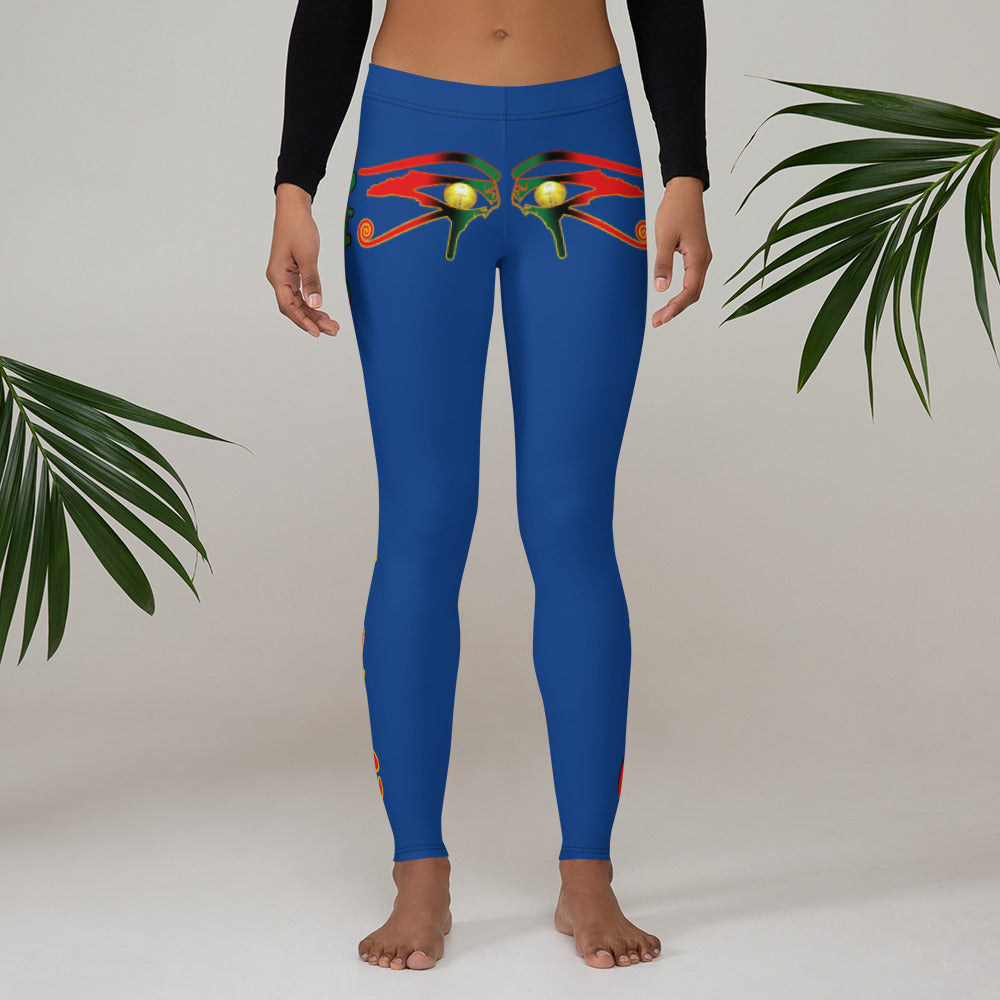 Color Blue 2 Queen of NC style front logo 2.... leggings