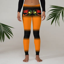Load image into Gallery viewer, Color Black &amp;Orange Queen of NC style front logo 2.... leggings
