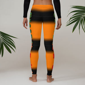 Color Black &Orange Queen of NC style front logo 2.... leggings