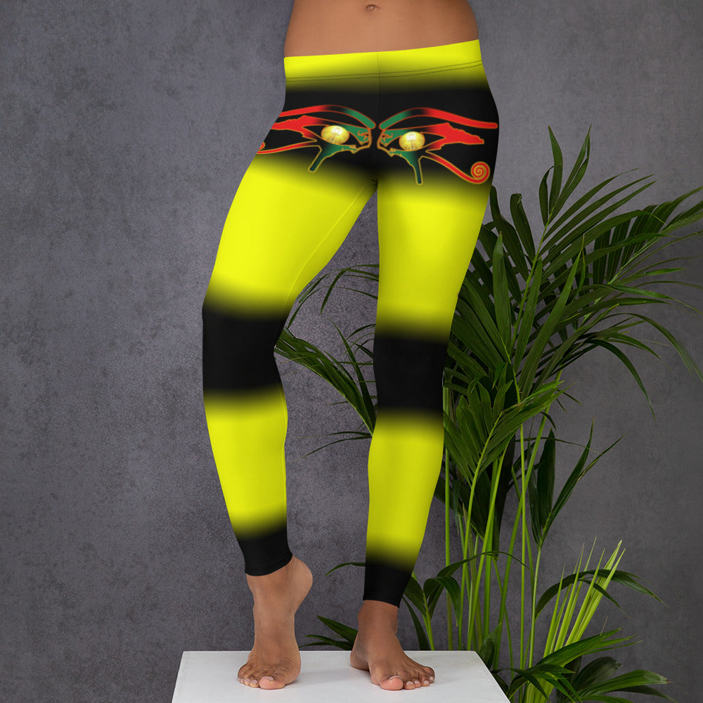 Color Black & Yellow Queen of NC style front logo 2.... leggings
