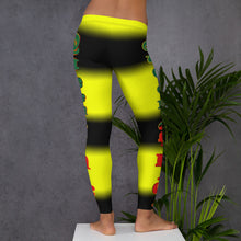 Load image into Gallery viewer, Color Black &amp; Yellow Queen of NC style front logo 2.... leggings
