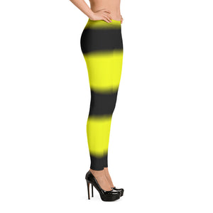 Color Black & Yellow All-Over Print Leggings