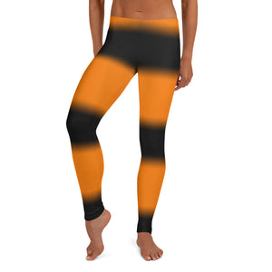 Color Black & orange All-Over Print Leggings