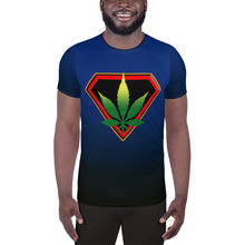 Load image into Gallery viewer, Cannabis man Red and blue All-Over Print Men&#39;s Athletic T-shirt
