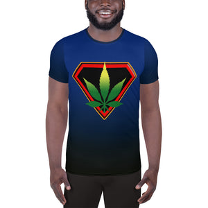 Cannabis man Red and blue All-Over Print Men's Athletic T-shirt