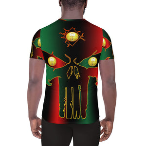 Pan African flag Coloring  3 Eye skull huge All-Over Print Men's Athletic T-shirt