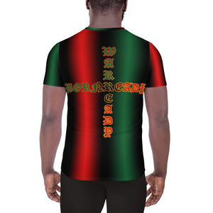 Pan African flag Colors Bornrready Warready 3 Eye Skull All-Over Print Men's Athletic T-shirt